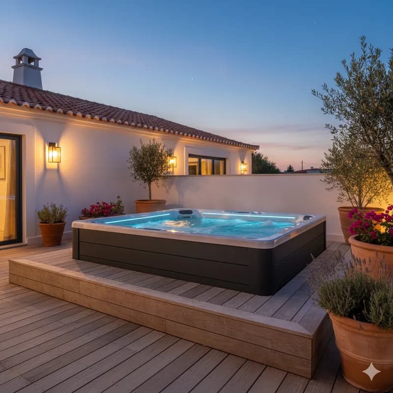 Sauna interior com acabamento em madeira de cedro