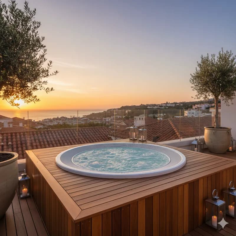 Instalação de jacuzzi exterior num terraço